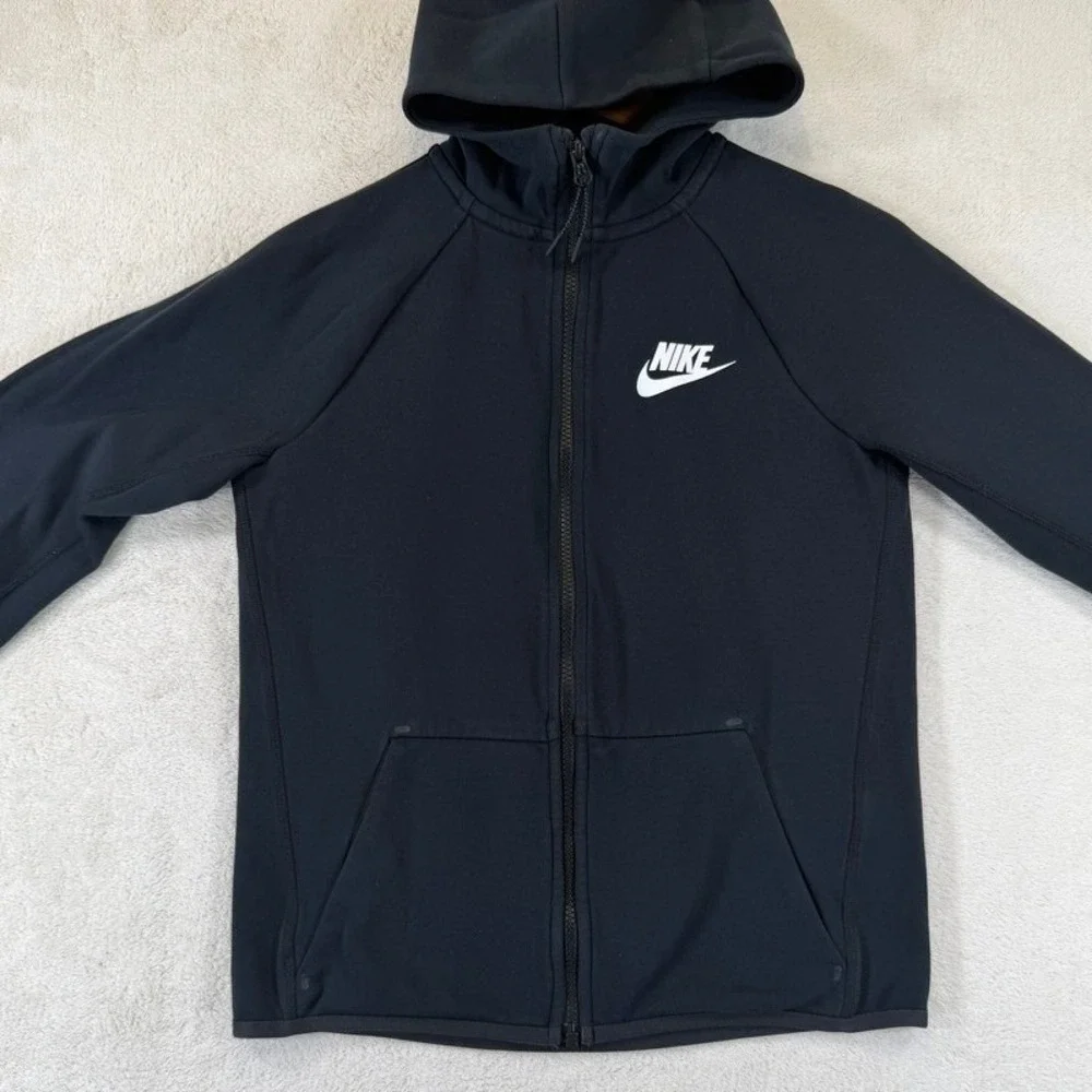 Nike Sportswear Kids Tech Fleece Full Zip Hoodie Black Sz Large AR4020-010
